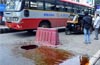 Two-wheelers  skid as oil seeps through drainage pit at Balmatta
